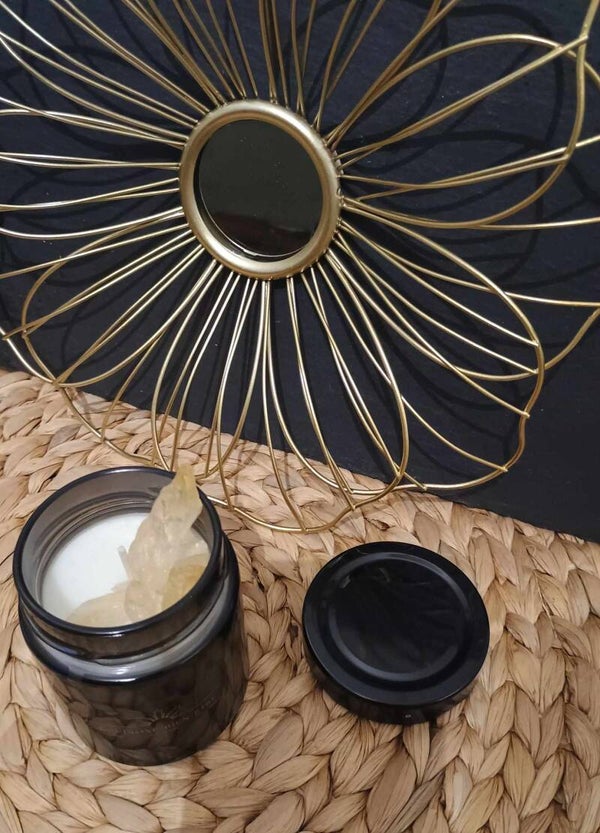 Bougie apothicaire avec cristaux - Noir - Eucalyptus