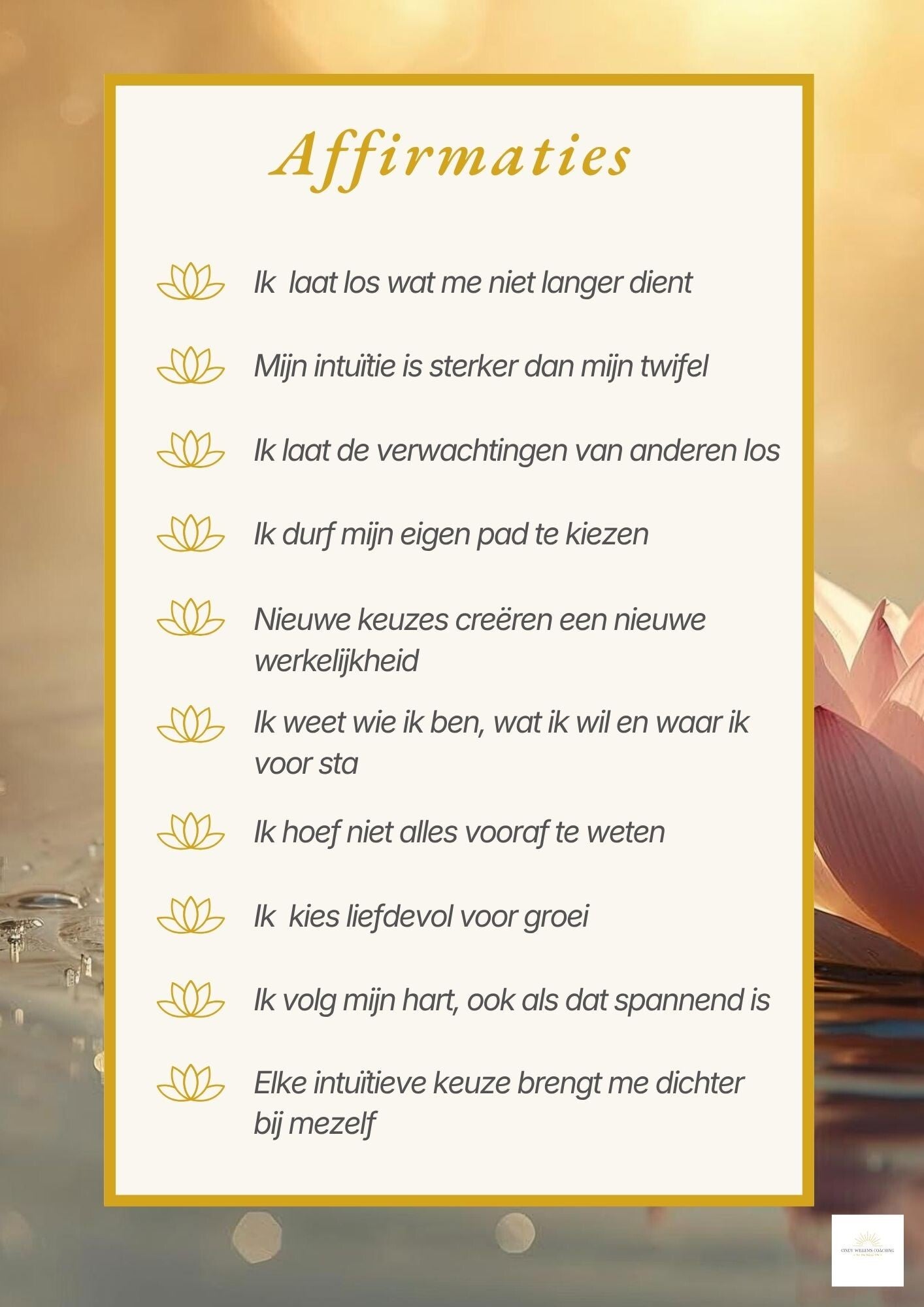 AFFIRMATIES - voor het versterken van je intuïtie