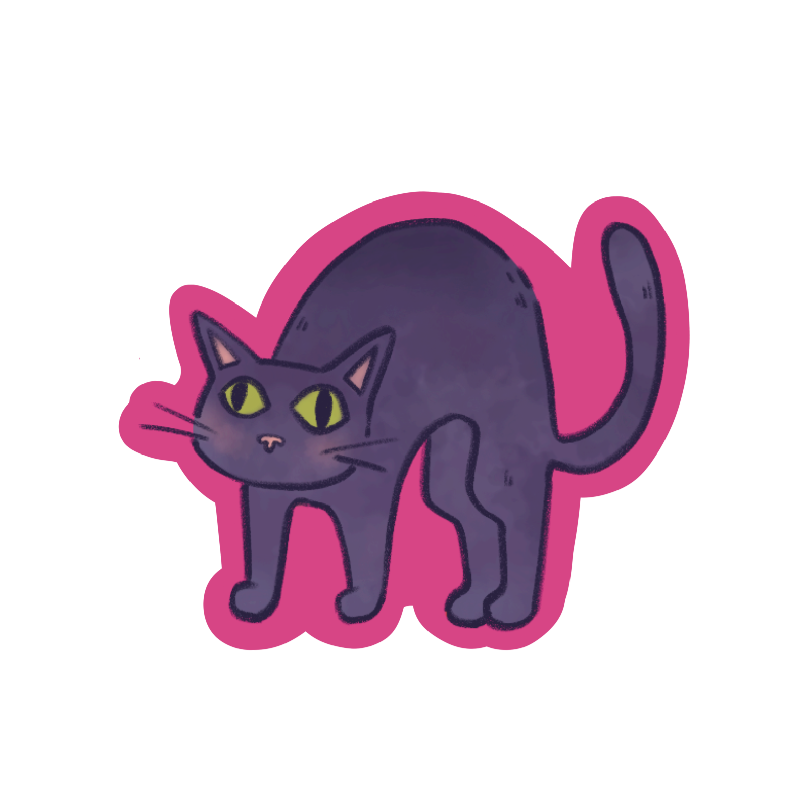 Käyrä kissa -tarra