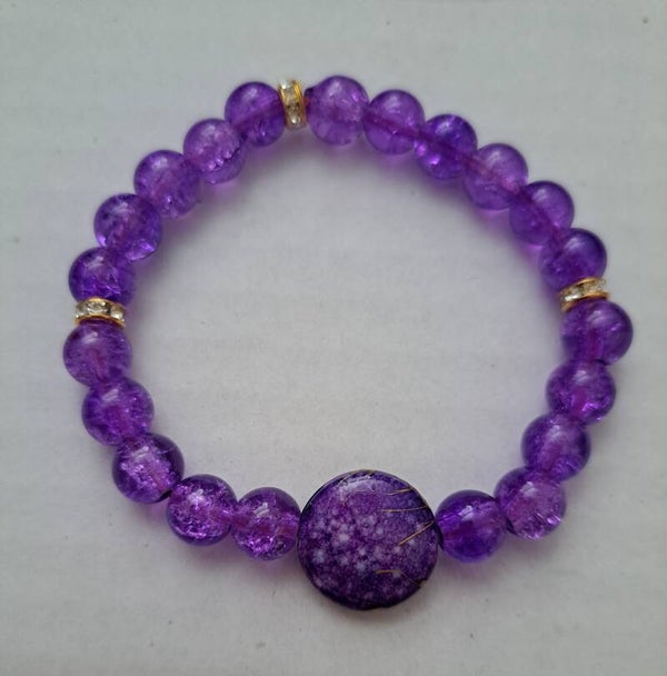 Purple round charm braclet