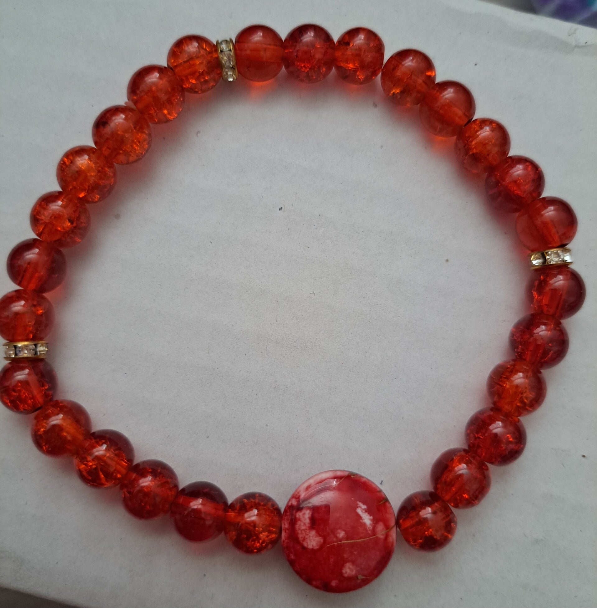Red round charm braclet