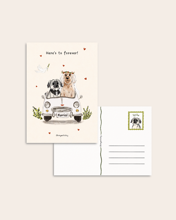 Gepersonaliseerde ansichtkaart “Newly weds”