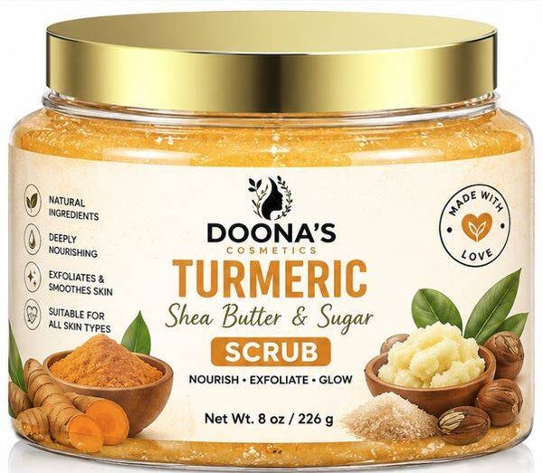 Doona's Body Scrub, Exfoliating & Hydrating Sugar Scrub with Shea Butter & Essential Oils, Smooth Skin, Body Exfoliator For All Skin Types,