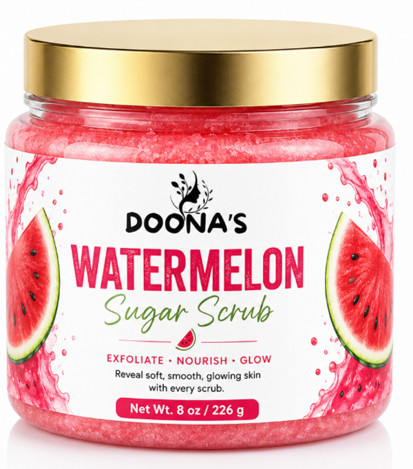 Doona's Watermelon Body Scrub, Exfoliating & Hydrating Sugar Scrub ,Smooth Skin, Body Exfoliator For All Skin Types,