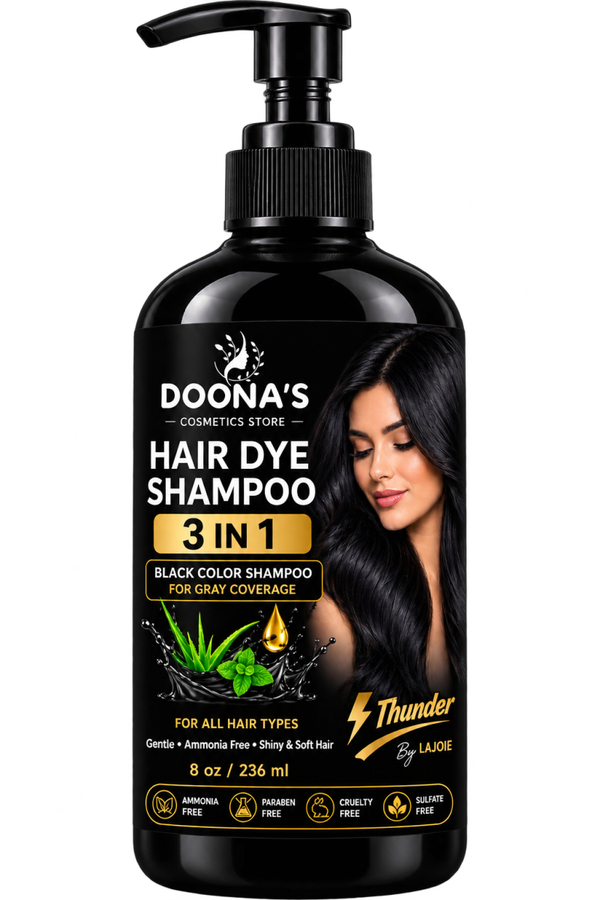 Hair Dye shampoo  3 in 1  Black color Shampoo for Gray Coverage 8 oz / 236 ml