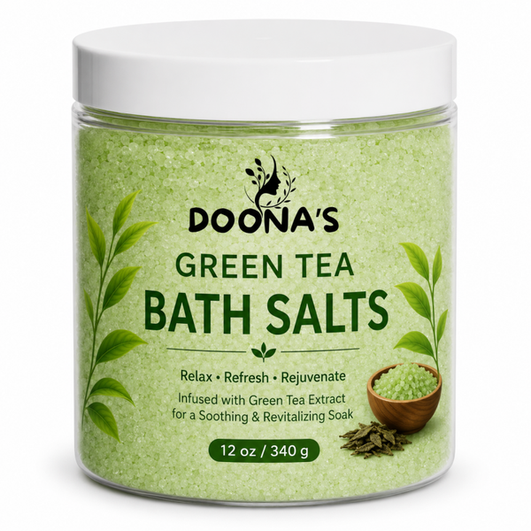 DOONA'S Green Tea Bath Salts  Relax • Refresh • Rejuvenate,(12 oz / 340 g)