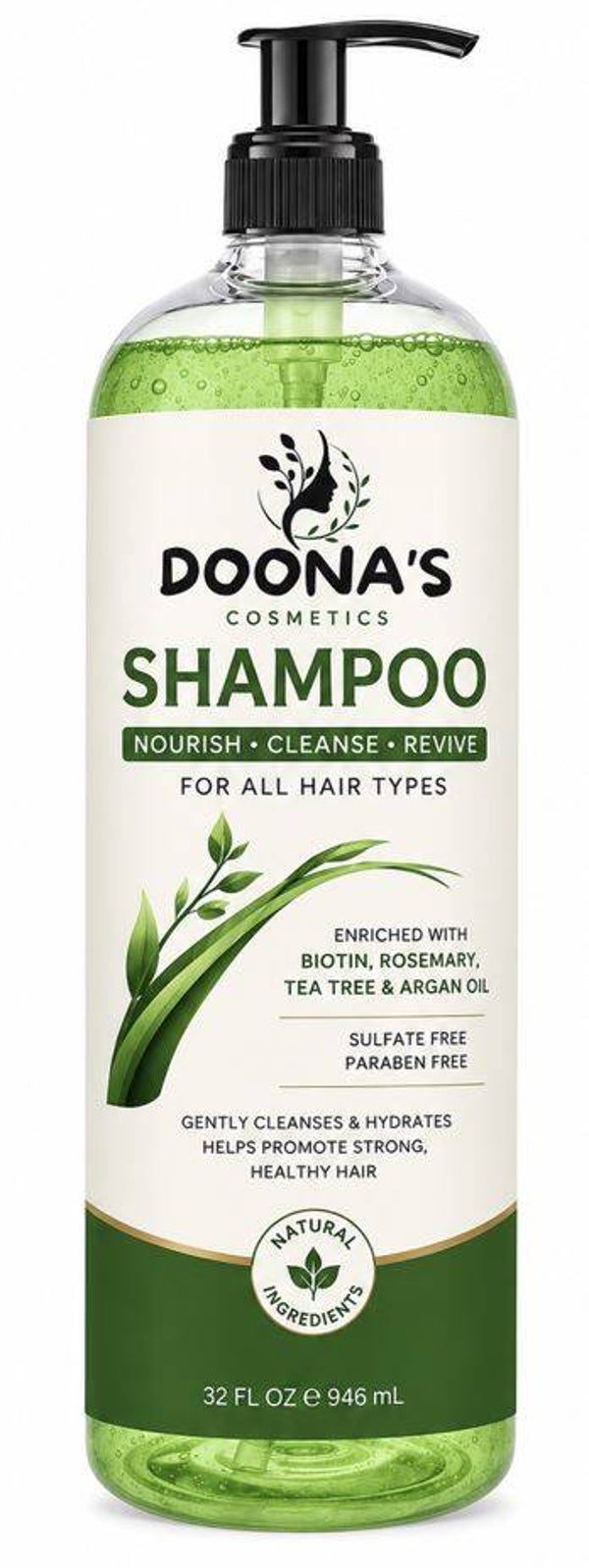 Doona's Tea Tree & Rosemary Shampoo and Conditioner Set, Plant Based - Refreshes & Rebalances Hair and Scalp - For Oily/Normal Hair - Tea Tree Leaf Oil, 32oz  /946ml