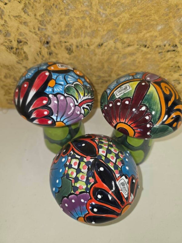 Mushrooms set (3) Talavera Multicolor-Guanajuato