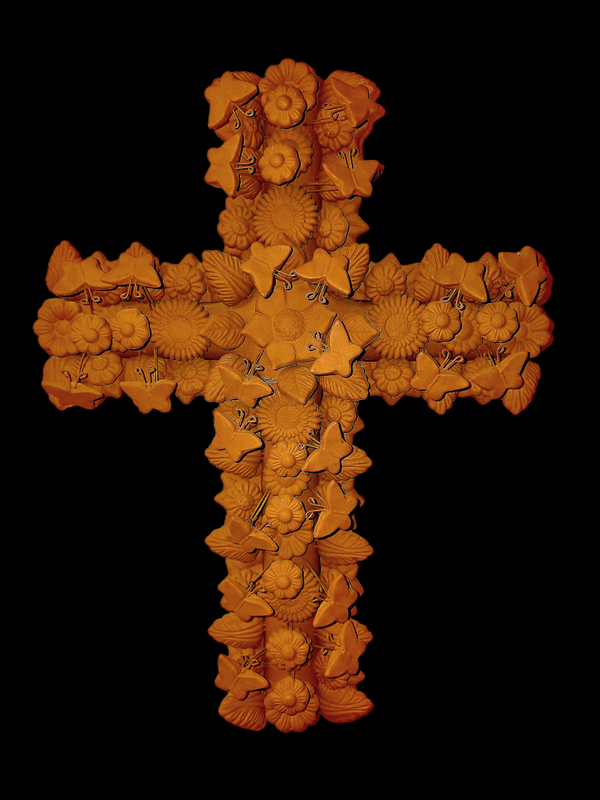 Life tree Art - Natural Terracotta cross. 3D