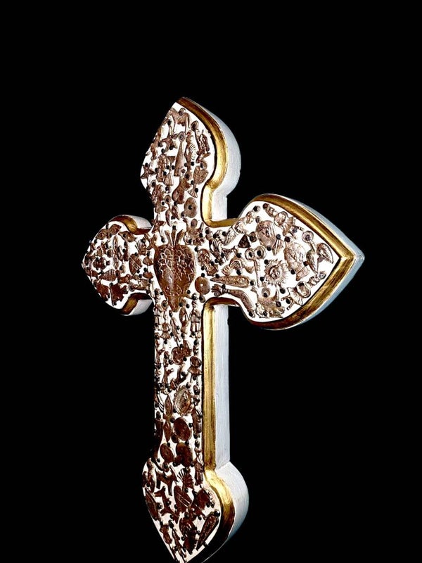 Brown Sacred Heart Cross