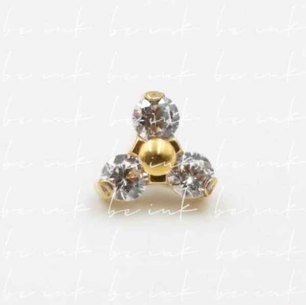 TN960 – Titanium PVD Gold Delicate Flower CZ Top