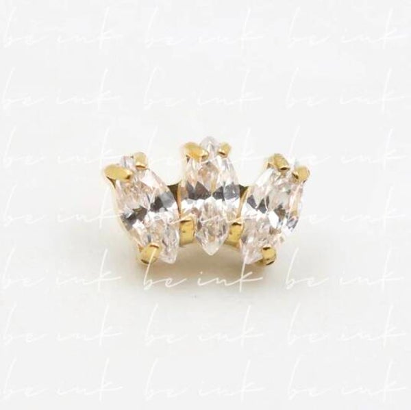 TN559 – Titanium PVD Gold 3-Navette CZ Cluster Top