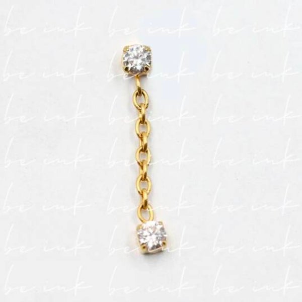 TN745 – Titanium PVD Gold CZ Chain Top