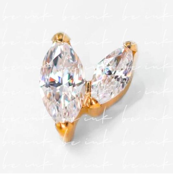 TN1441 – Titanium PVD Gold Double Navette CZ Top