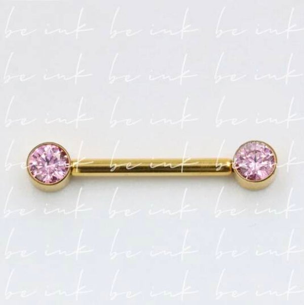 TN1043 → Blush Crystal Barbell – Titanium PVD Gold