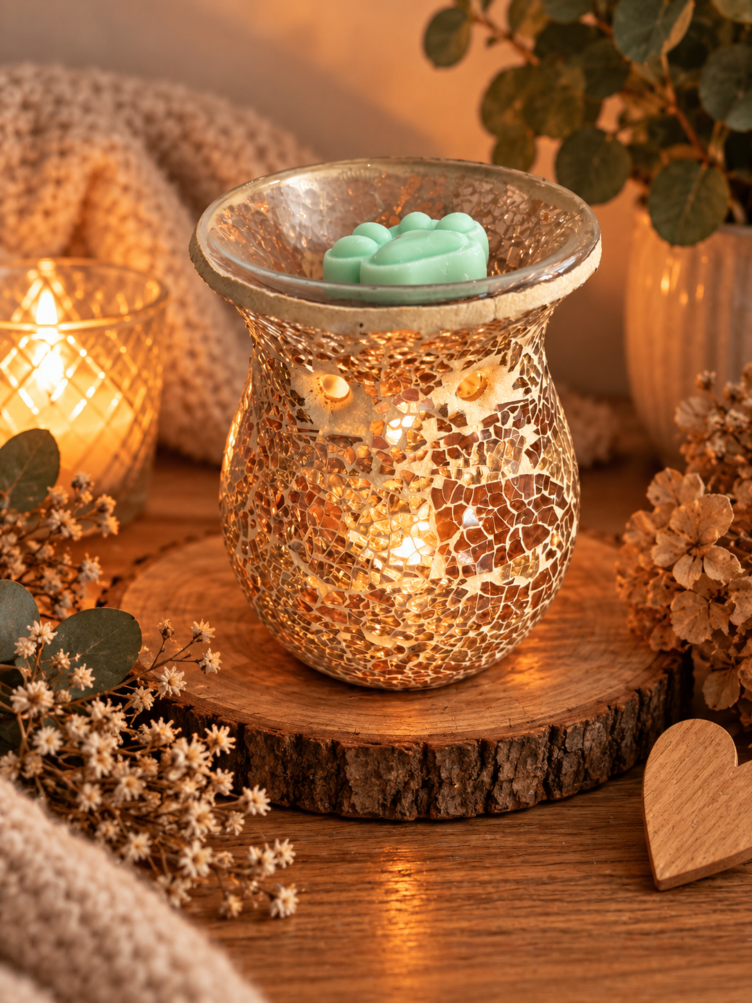 Waxmeltbrander knetterend glas