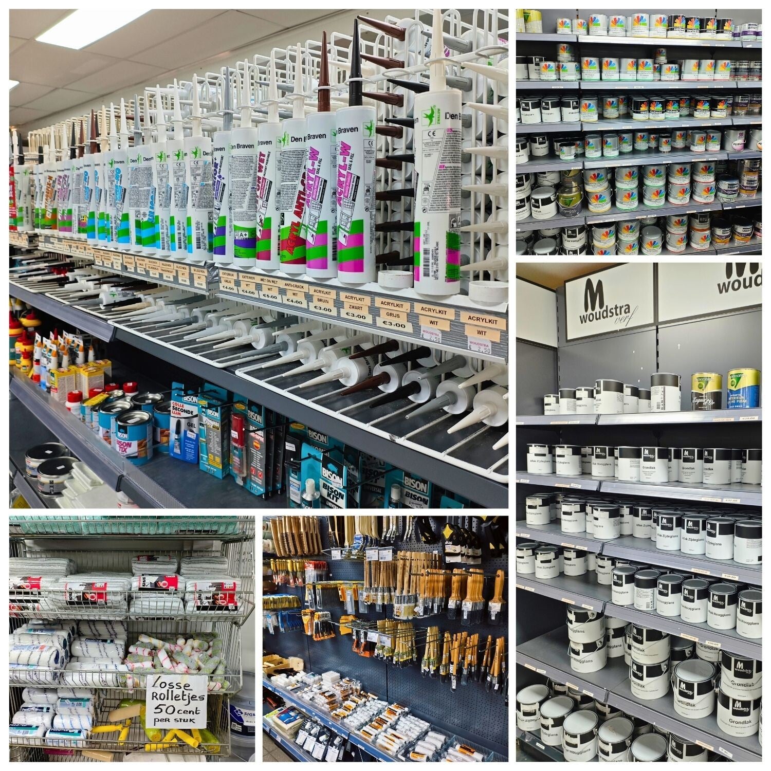 Assortiment Den Braven kit, kwasten en rollers bij MD Woudstra Almelo.