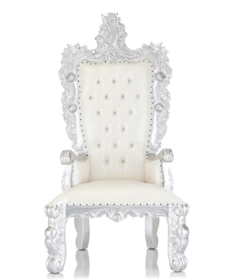 White and silver Adults Queen throne chair