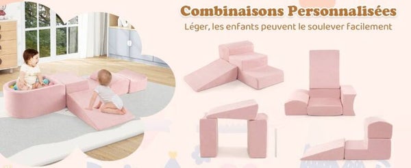 Blocs d'Escalade 5 Pièces Souples Fosse à Balles(Sans Boules Océaniques) Housses Lavables en Machine avec Fermetures Eclair 9 Couleurs