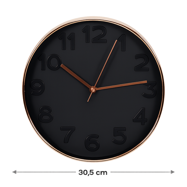 Horloge Ronde 30.5 cm noire cuivrée