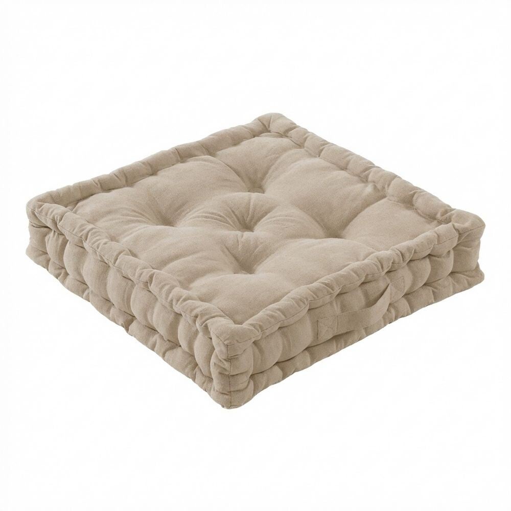 Coussin de sol 50x50 cm Coton Dahlia Ficelle