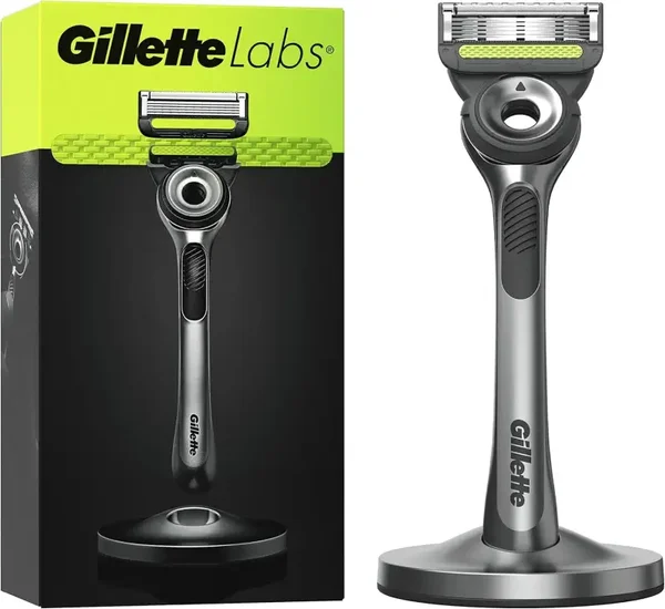 Rasoir Gillette Labs Noir Homme Avec Barre Exfoliante et socle magnétique