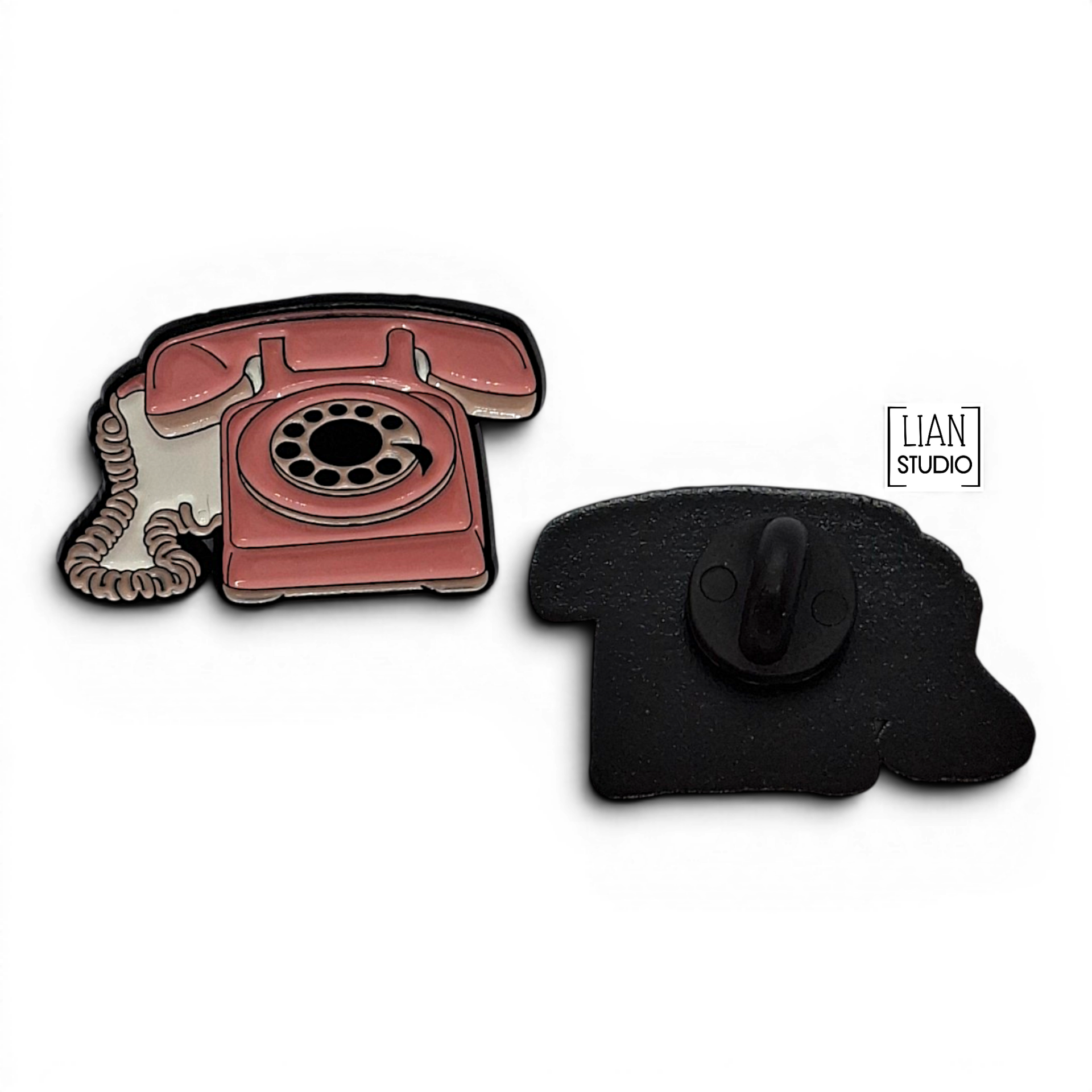 Draaischijf telefoon roze retro pin