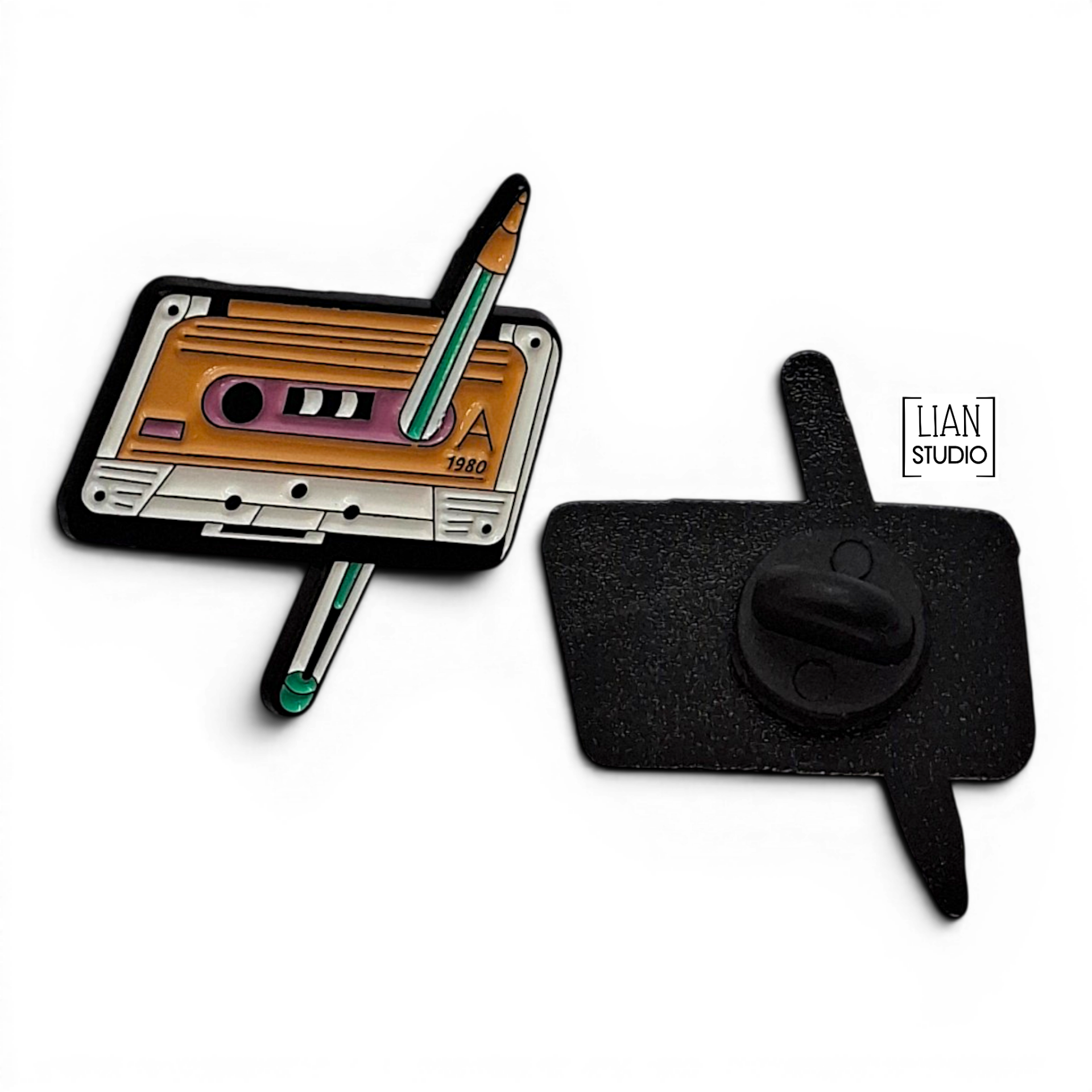 Cassette tape retro pin