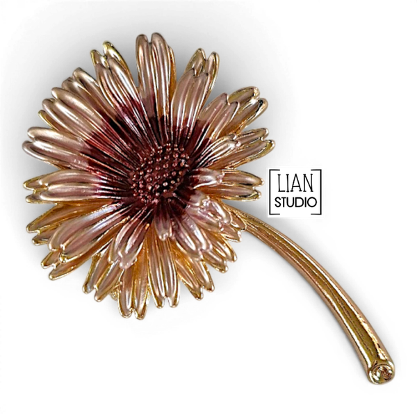 Gerbera broche roze bloem speld