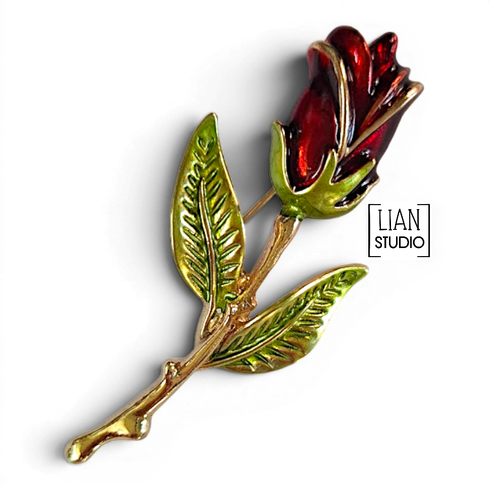 Roos broche goudkleurig – Bloemen pin sieraden