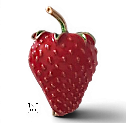 Aardbei broche rood – Fruit pin sieraden