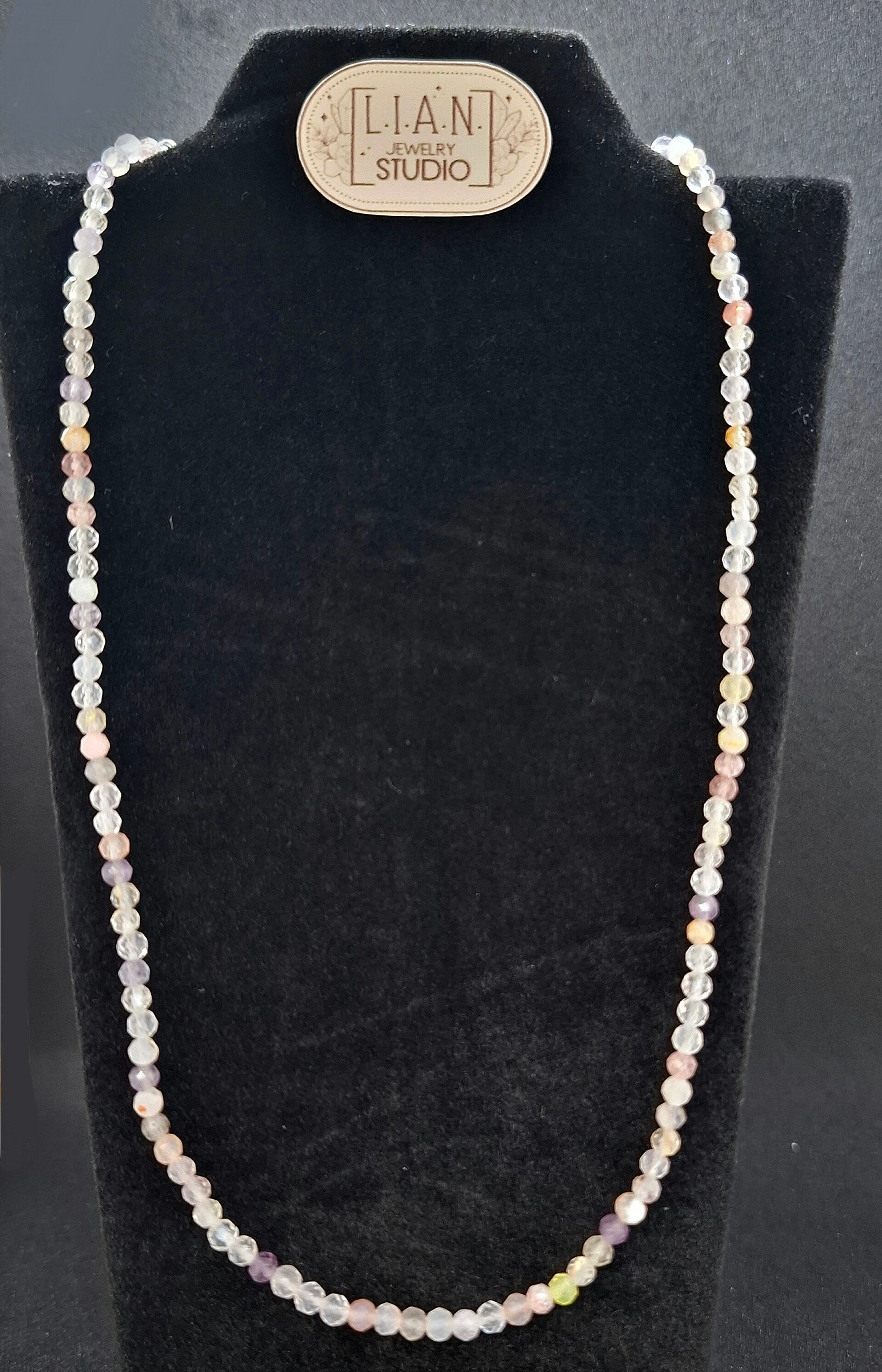 Ametrien ketting - Mini edelsteen ketting rvs silverplated