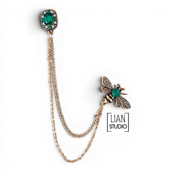 Bee happy duo pin bijen speld groen