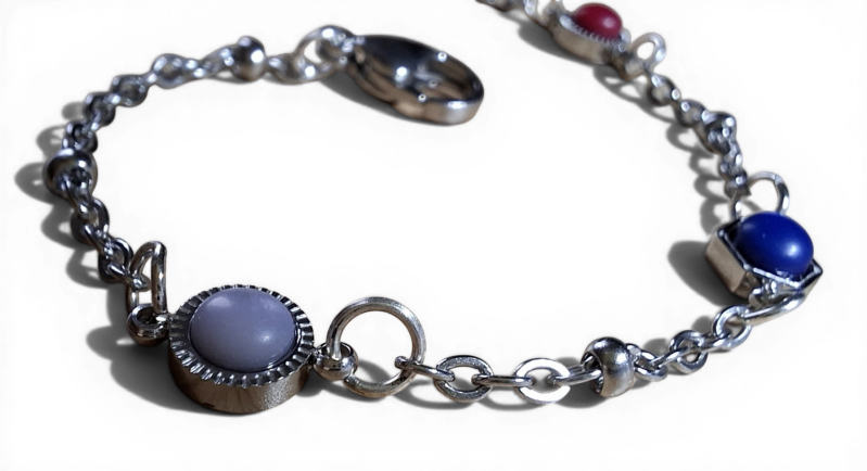 Geboortesteen armband rvs silverplated met satijn look geboortesteentjes