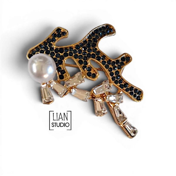 Deep sea blauwe broche strass zee thema