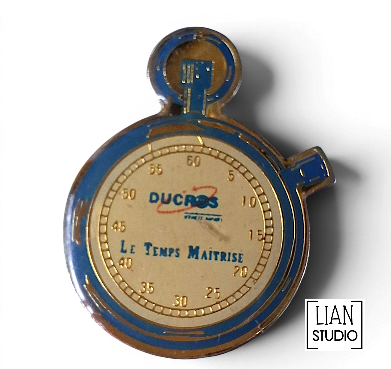 vintage Ducros stopwatch pin - Frans merk pinback