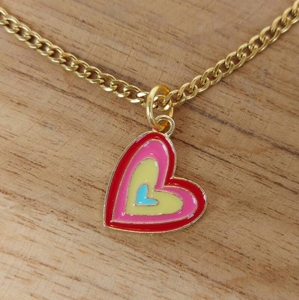 Hart bedel emaille goldplated gekleurd