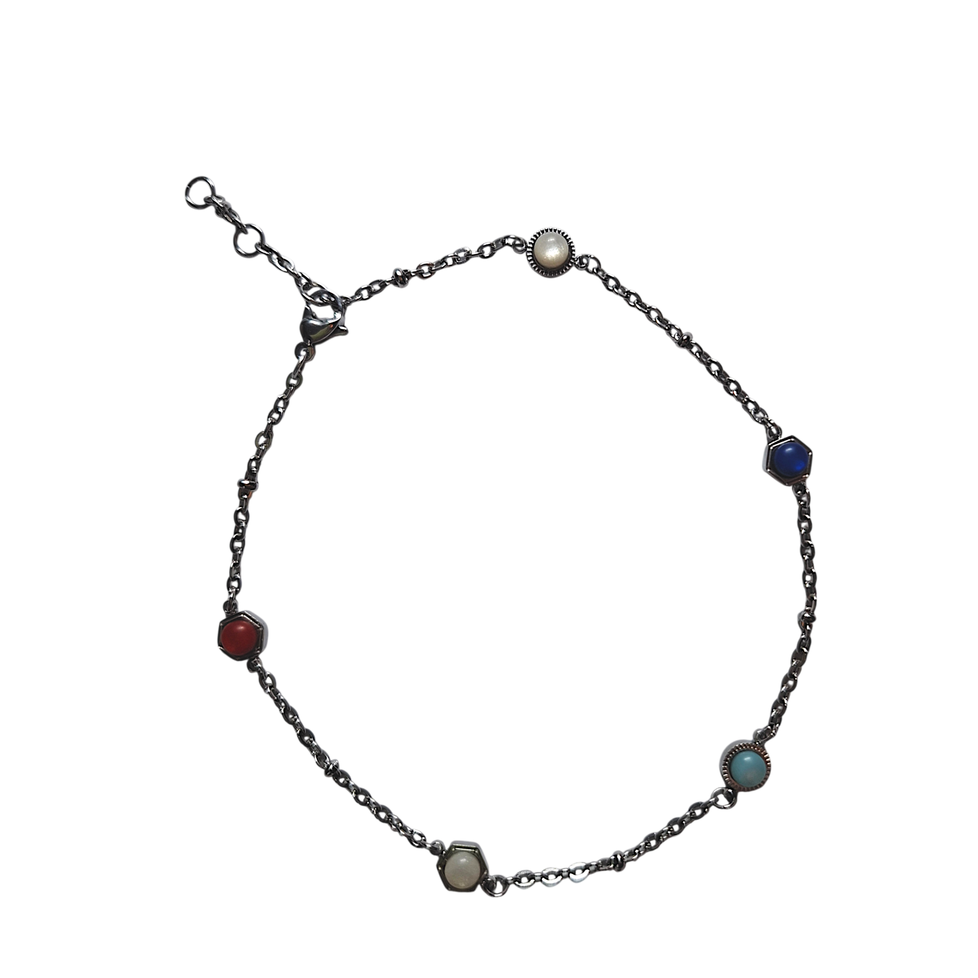 Geboortesteen enkelketting zilver voor Esther