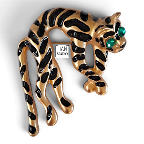 Fierce statement broche tijger speld zwart