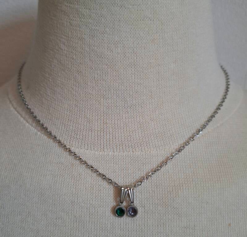 Custom order Figaro ketting met 2 geboortesteentjes voor Kimberley