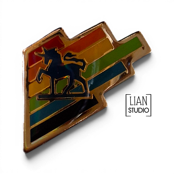 vintage Galenika pins - unicorn rainbow pinback