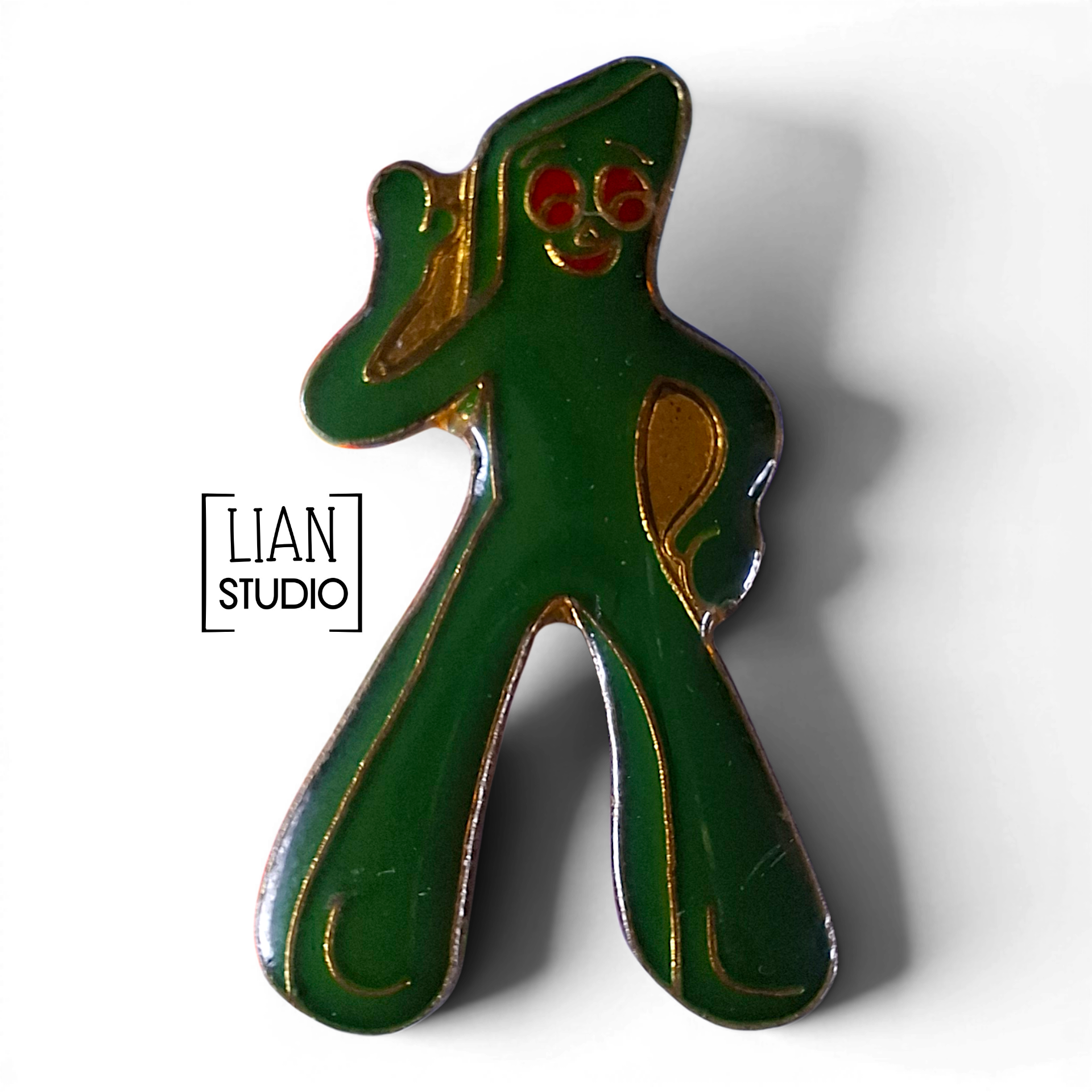 Vintage Gumby pin groen - Gumby show 1980s pin