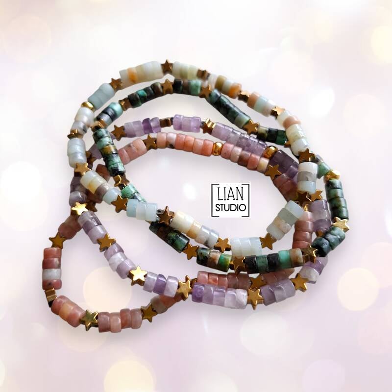 The Misties edelsteen armbandjes de collectie die zich uitbreidt met nieuwe edelsteen varianten en bijpassende ringen; alleen verkrijgbaar bij LIAN Studio