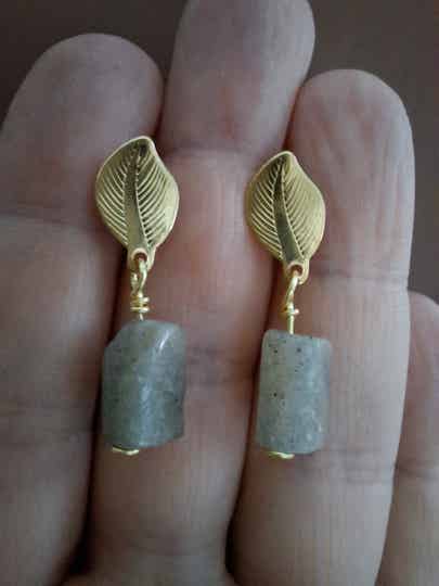 Labradoriet edelsteen oorbellen leaf