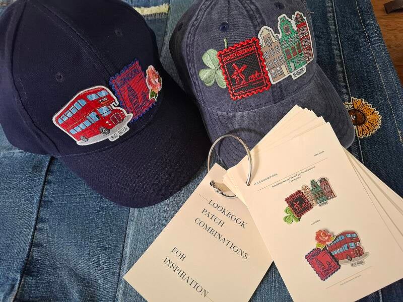 Op basis van hoofdsteden hebben we leuke combinaties gevonden van kleine ondernemers in Europa en daar patches besteld voor een event. Londen had een postzegel patch met BigBen en  dubbeldekker patch, Amsterdam de molen postzegel patch en grachtenpandjes.