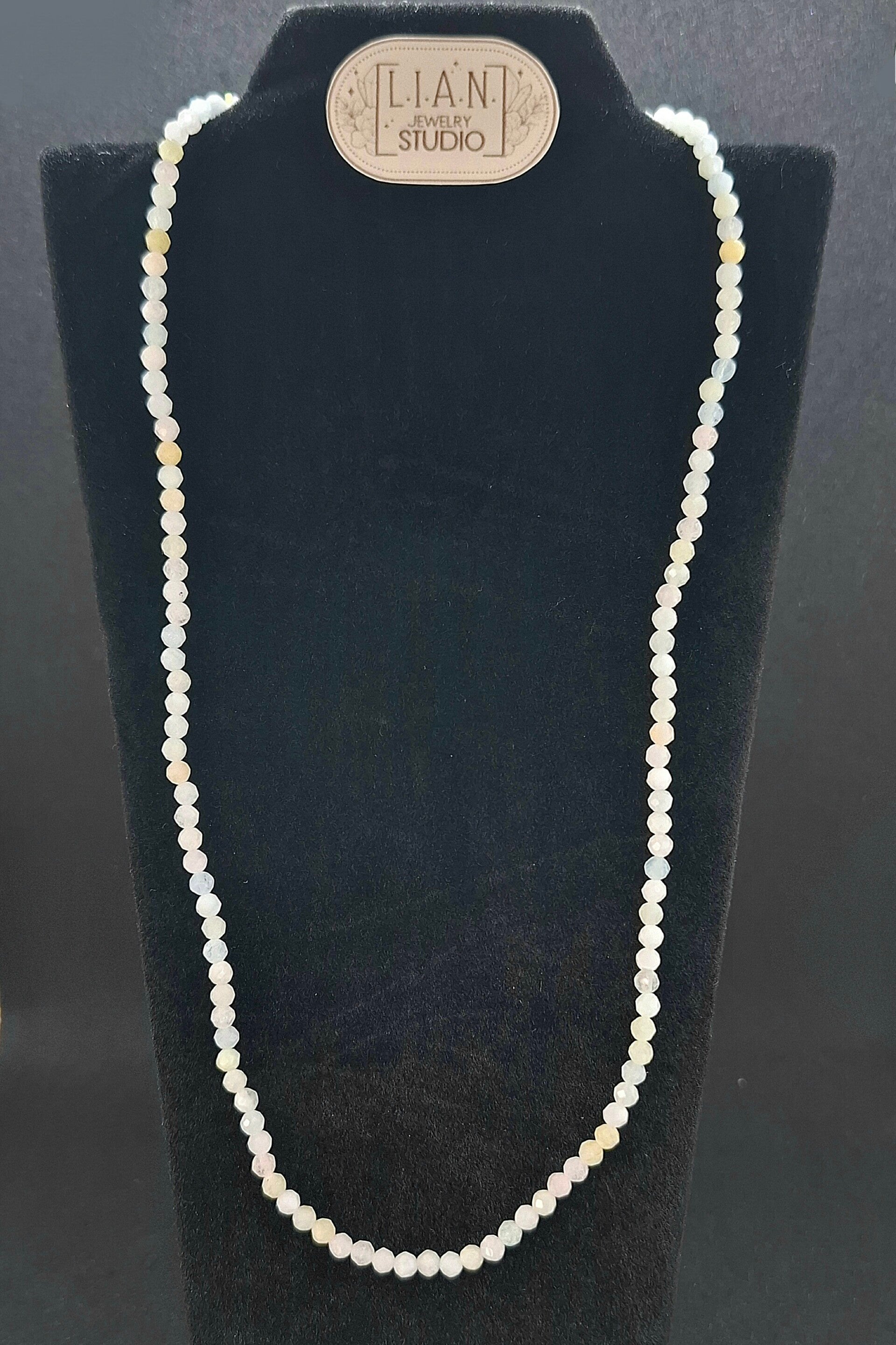 Morganiet ketting - Mini edelsteen ketting rvs goldplated