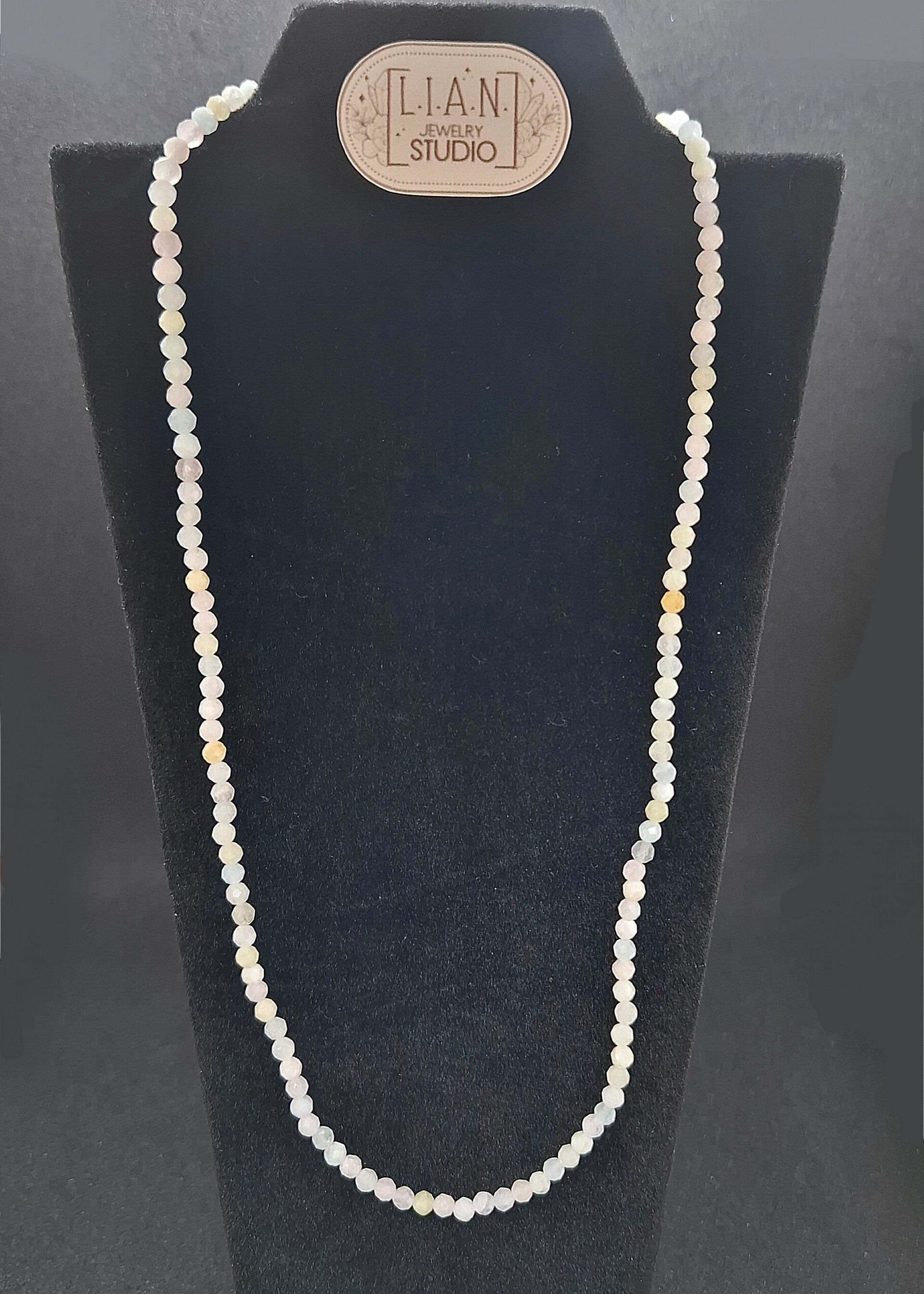 Morganiet ketting - Mini edelsteen ketting rvs silverplated