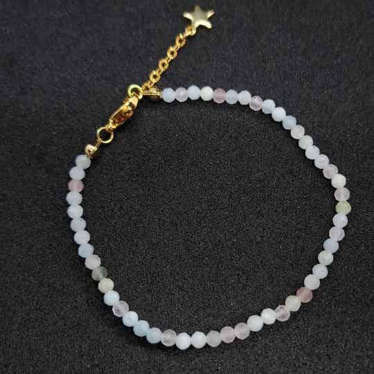 Morganiet armband - Mini edelsteen armband rvs goud