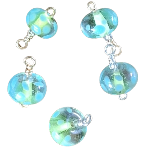 Seafoam Dots glasbedeltjes om je unieke bedelketting zelf samen te stellen