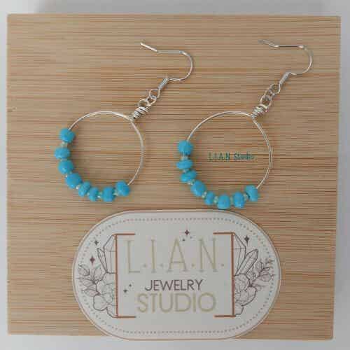 Seana hoop oorbellen turquoise zilver